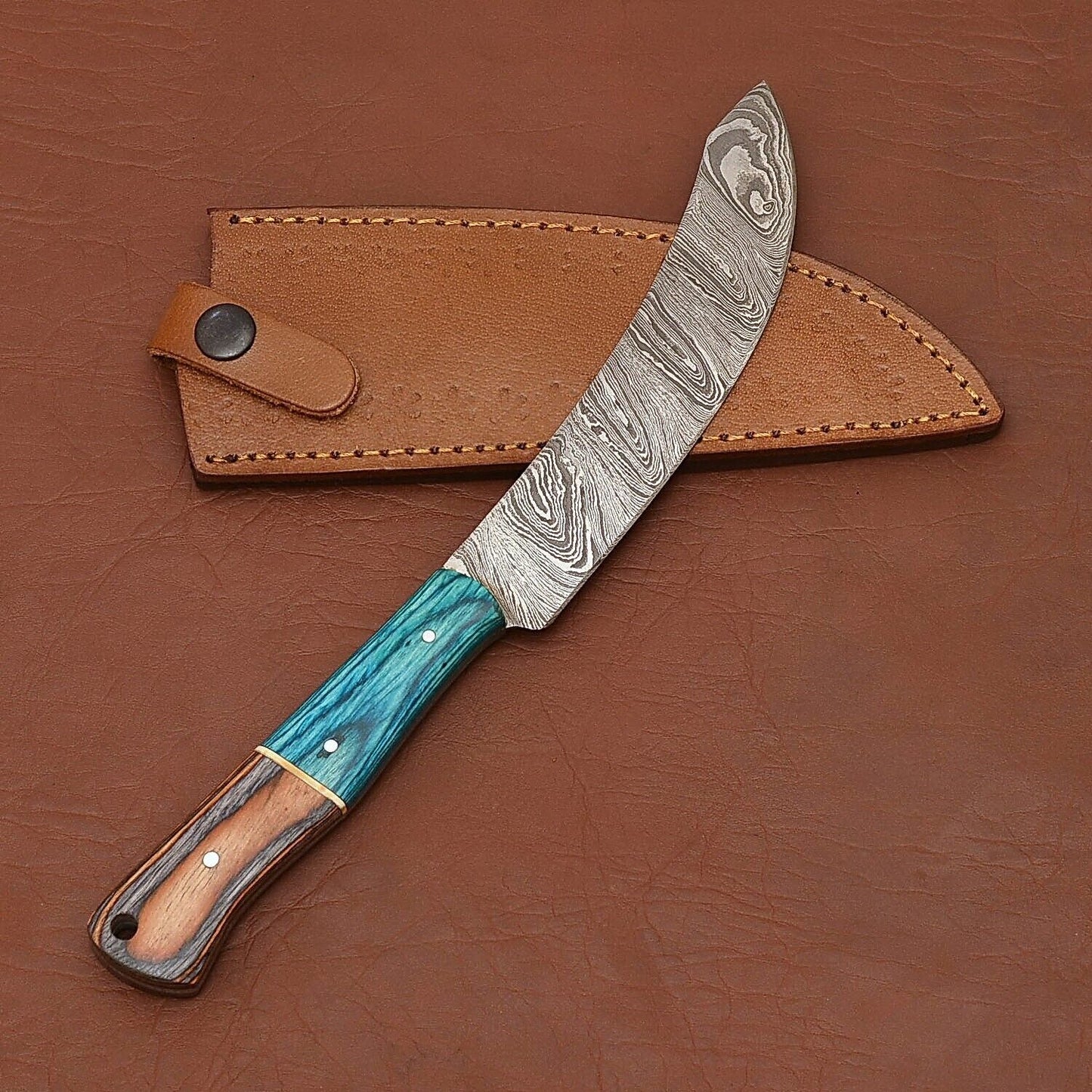 Custom Damascus Steel Fillet & Chef Knife – Handmade with Pakka Wood Grip