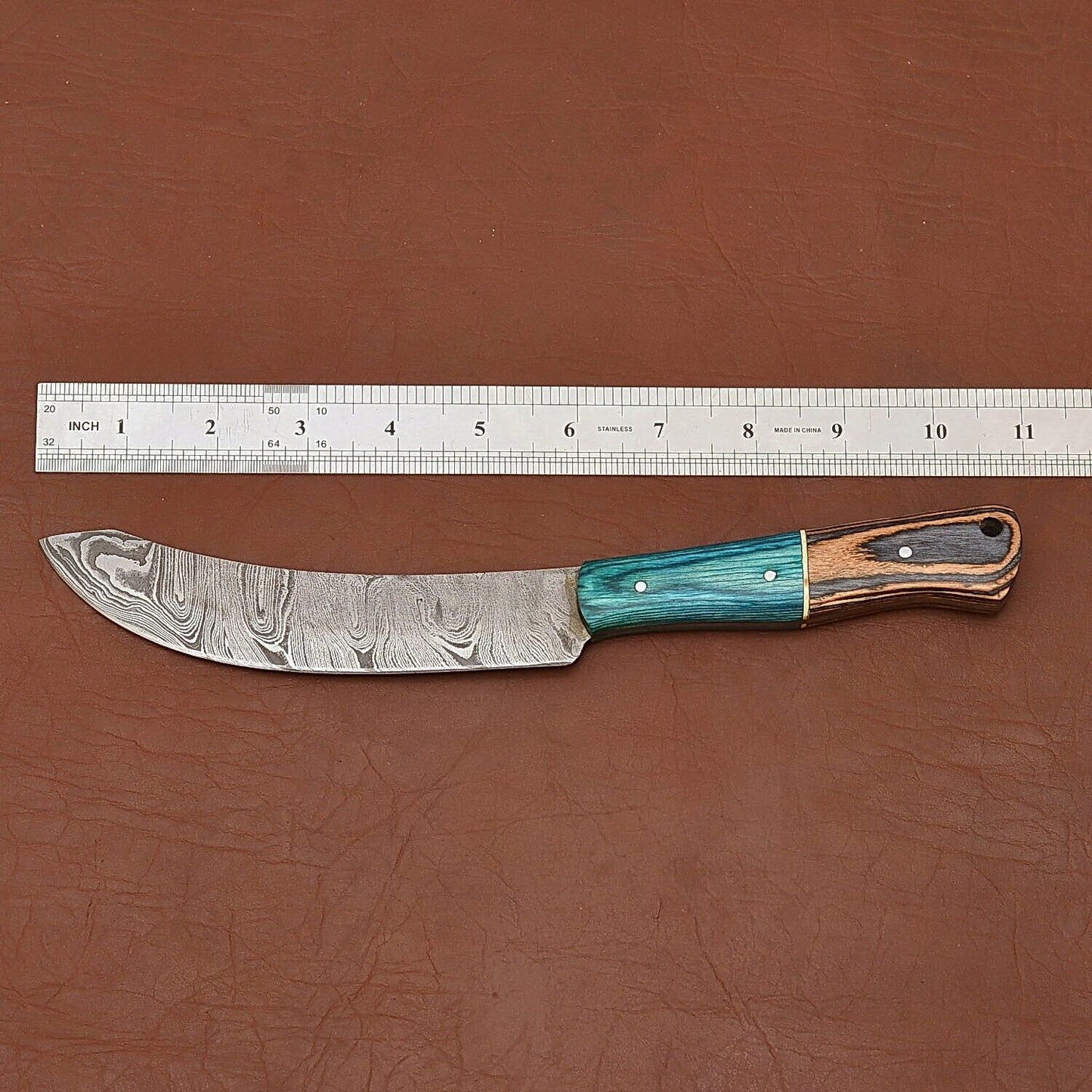 Custom Damascus Steel Fillet & Chef Knife – Handmade with Pakka Wood Grip