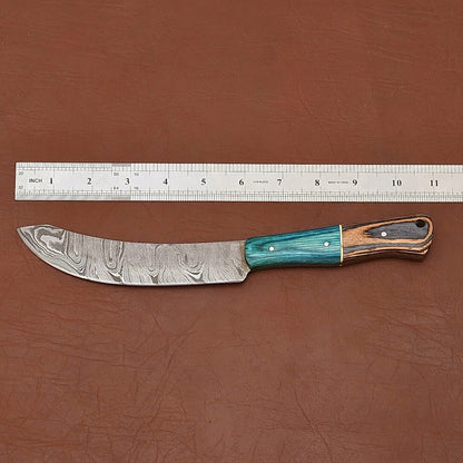 Custom Damascus Steel Fillet & Chef Knife – Handmade with Pakka Wood Grip