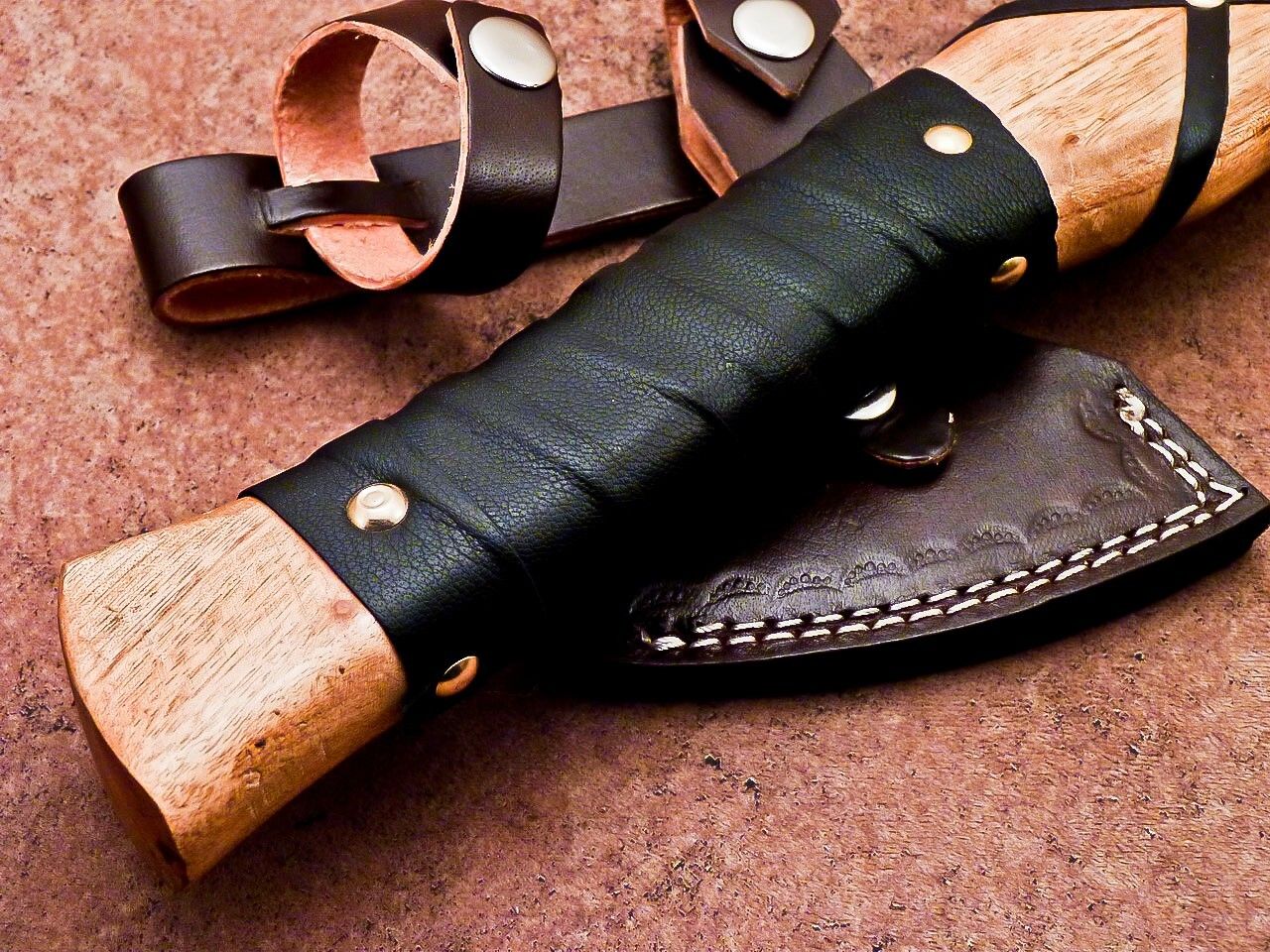 Hand Forged Viking Axe – 12 Inch Carbon Steel Hatchet with Natural Wood Handle