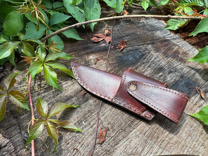 Rasp Cowboy Bull Cutter Knife With Pancake Leather Sheath Custom Bull Cutter Knife