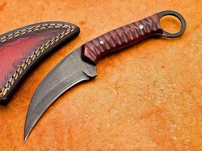8"Custom Handmade D2 Steel Karambit Knife Best Karambit Knife With Wood Handle