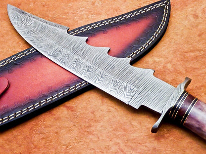 Heritage Forge 14 Inch Damascus Steel Bowie Knife with Resin Handle