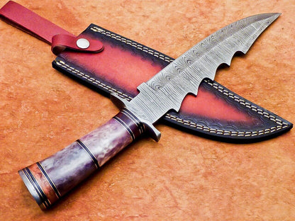 Heritage Forge 14 Inch Damascus Steel Bowie Knife with Resin Handle