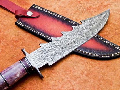 Heritage Forge 14 Inch Damascus Steel Bowie Knife with Resin Handle