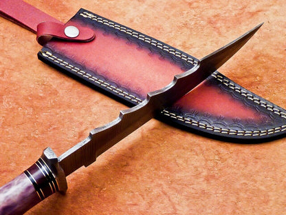 Heritage Forge 14 Inch Damascus Steel Bowie Knife with Resin Handle