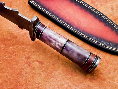 Heritage Forge 14 Inch Damascus Steel Bowie Knife with Resin Handle