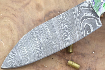 Custom Handmade Damascus Steel Chef Knife – 9.5" Kitchen Knife with 5" Blade & Multi Resin Handle