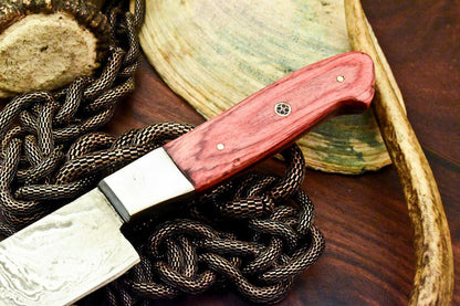 Handmade Damascus Steel Chef & Hunting Knife | 9" Full Tang with Hardwood Handle