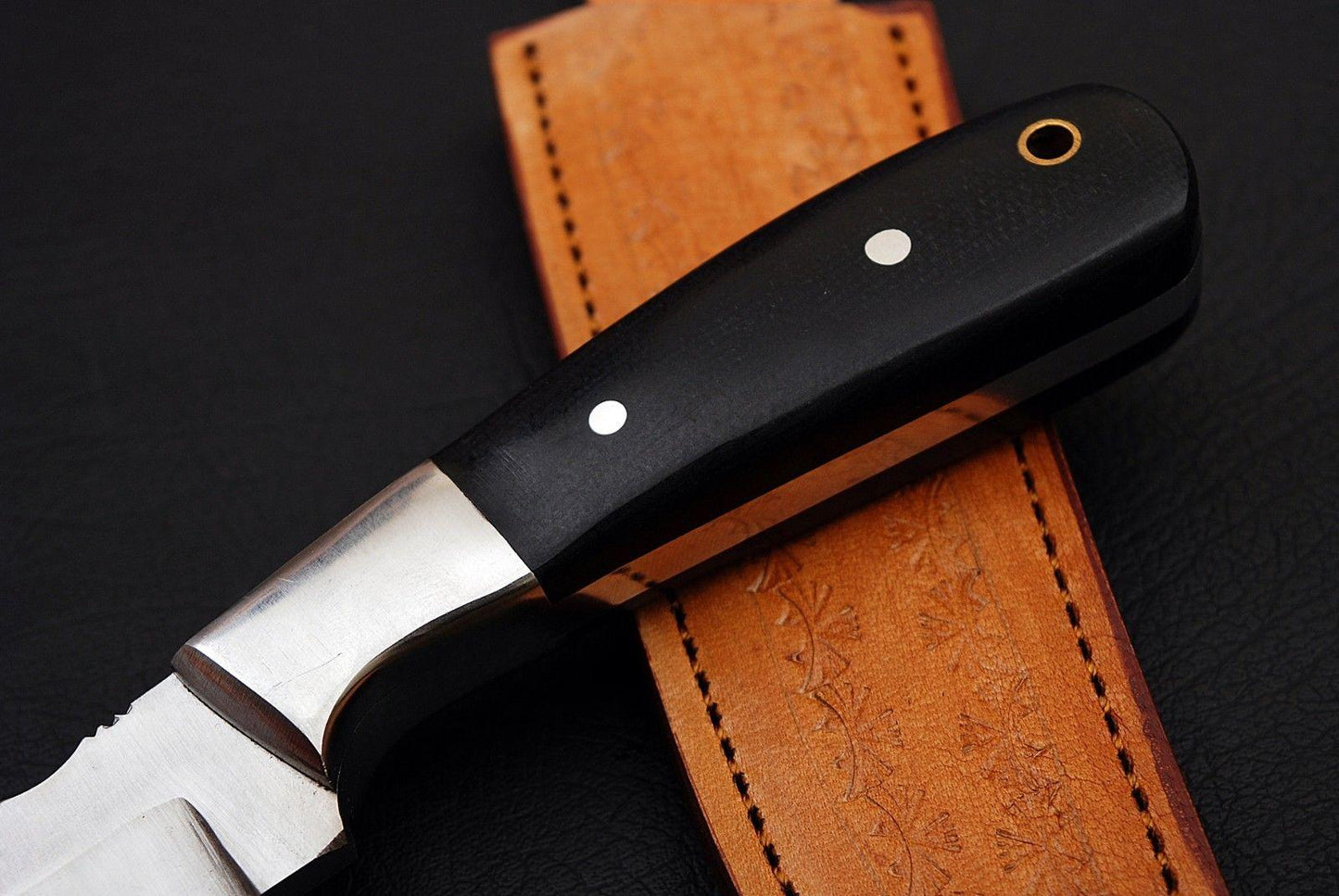 Custom Made D2 Steel Fillet Knife 11" Steel Bolster Black Micarta Best Fillet Knife W/Sheath