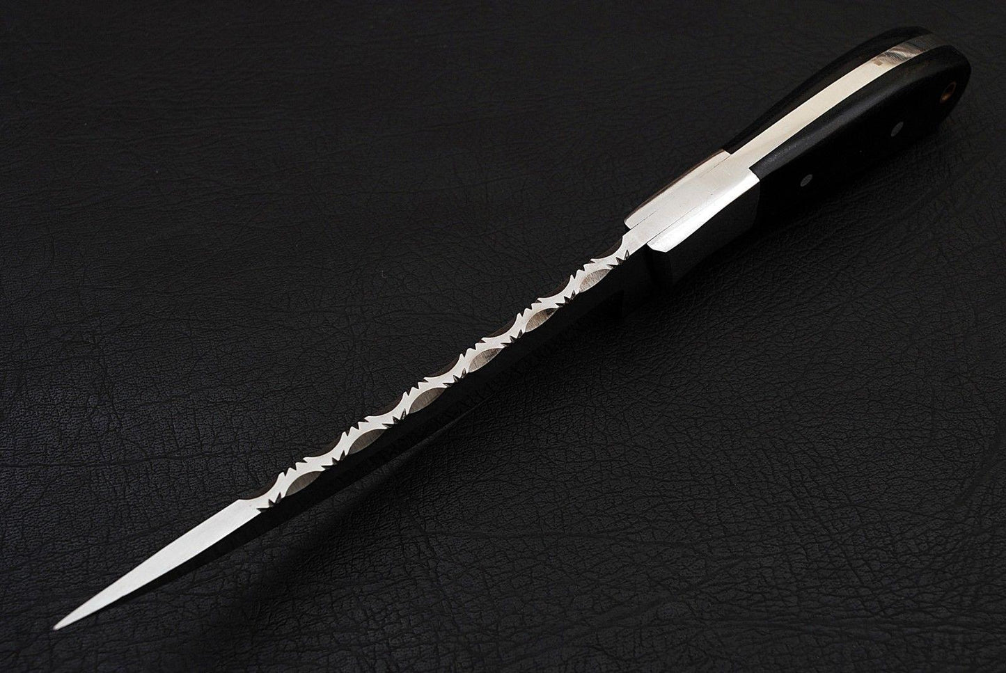 Custom Made D2 Steel Fillet Knife 11" Steel Bolster Black Micarta Best Fillet Knife W/Sheath