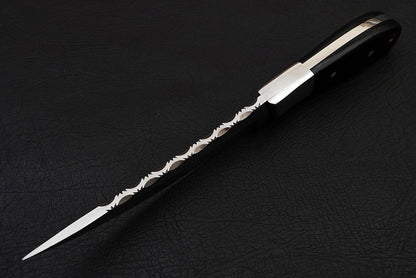 Custom Made D2 Steel Fillet Knife 11" Steel Bolster Black Micarta Best Fillet Knife W/Sheath