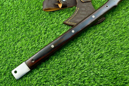 Handmade D2 Steel Viking Axe – TOMAHAWK, Hatchet, Integral Bearded Axe with Micarta Handle
