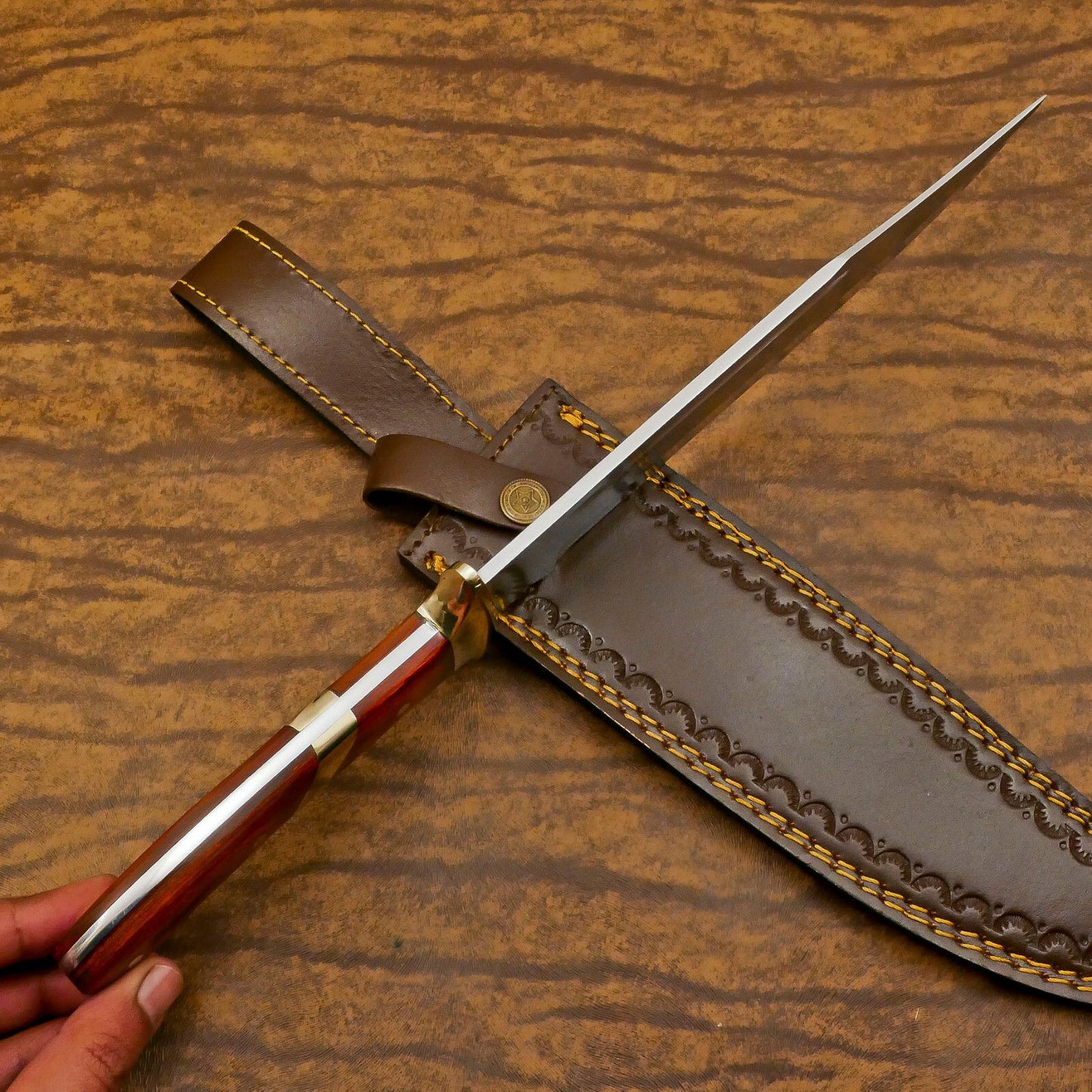 Handmade D2 Steel Full Tang Huge Bowie Knife – 12-Inch Hunting & Sport Blade