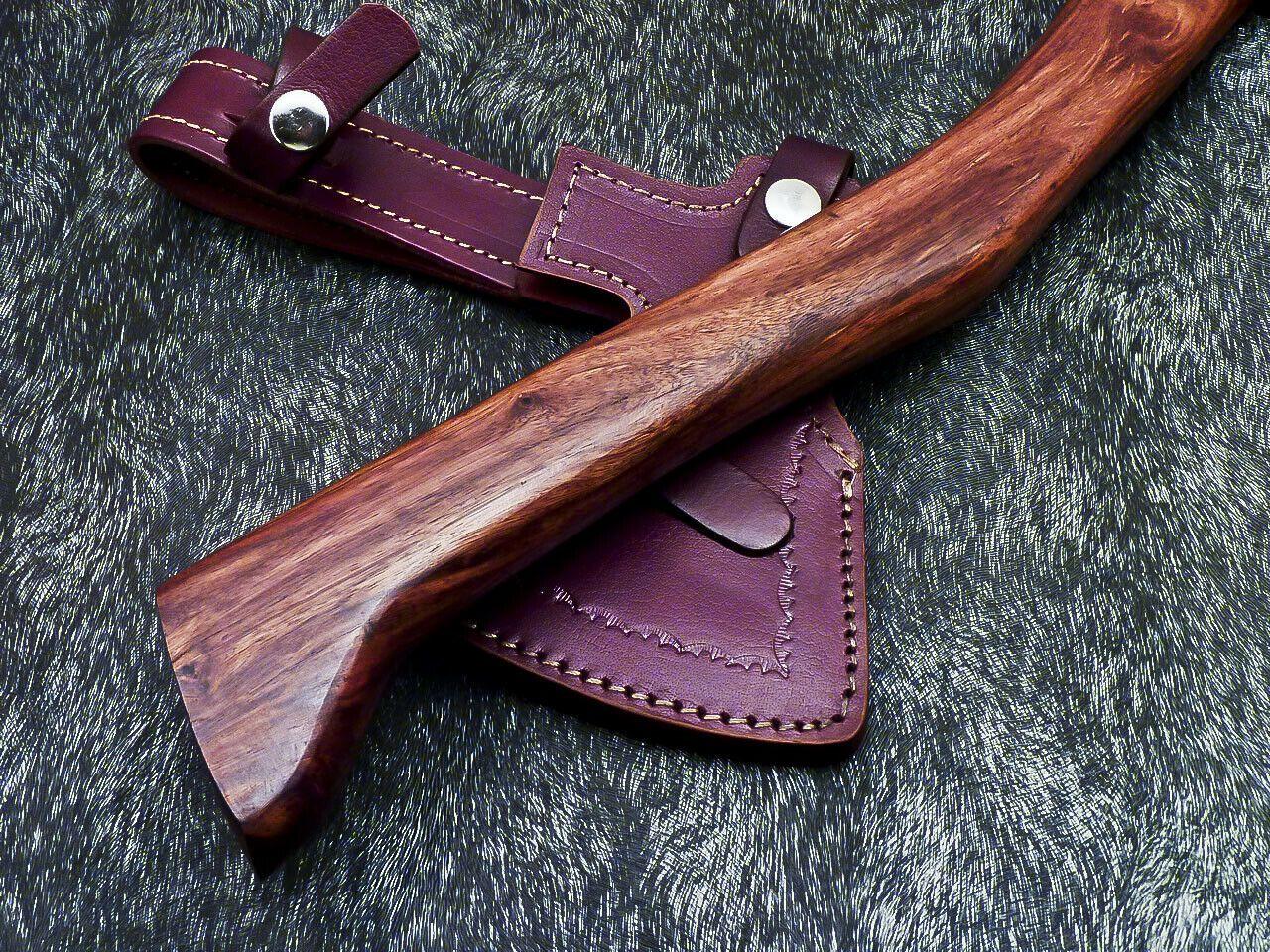 Custom Hand Forged Damascus Viking Bearded Axe Tomahawk Camping Hatchet with Leather Sheath