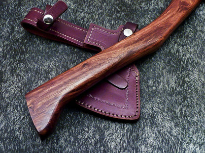 Custom Hand Forged Damascus Viking Bearded Axe Tomahawk Camping Hatchet with Leather Sheath