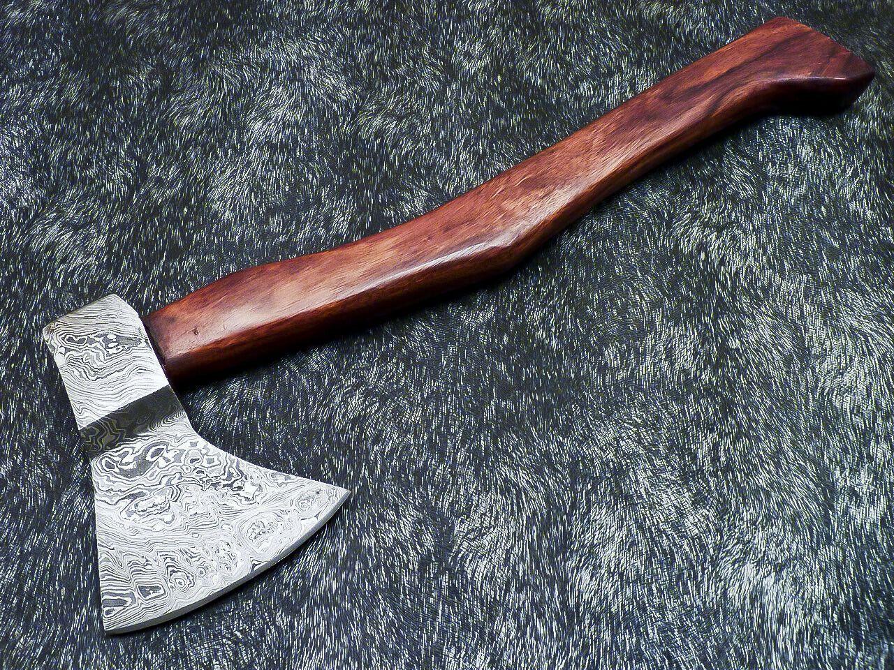 Custom Hand Forged Damascus Viking Bearded Axe Tomahawk Camping Hatchet with Leather Sheath