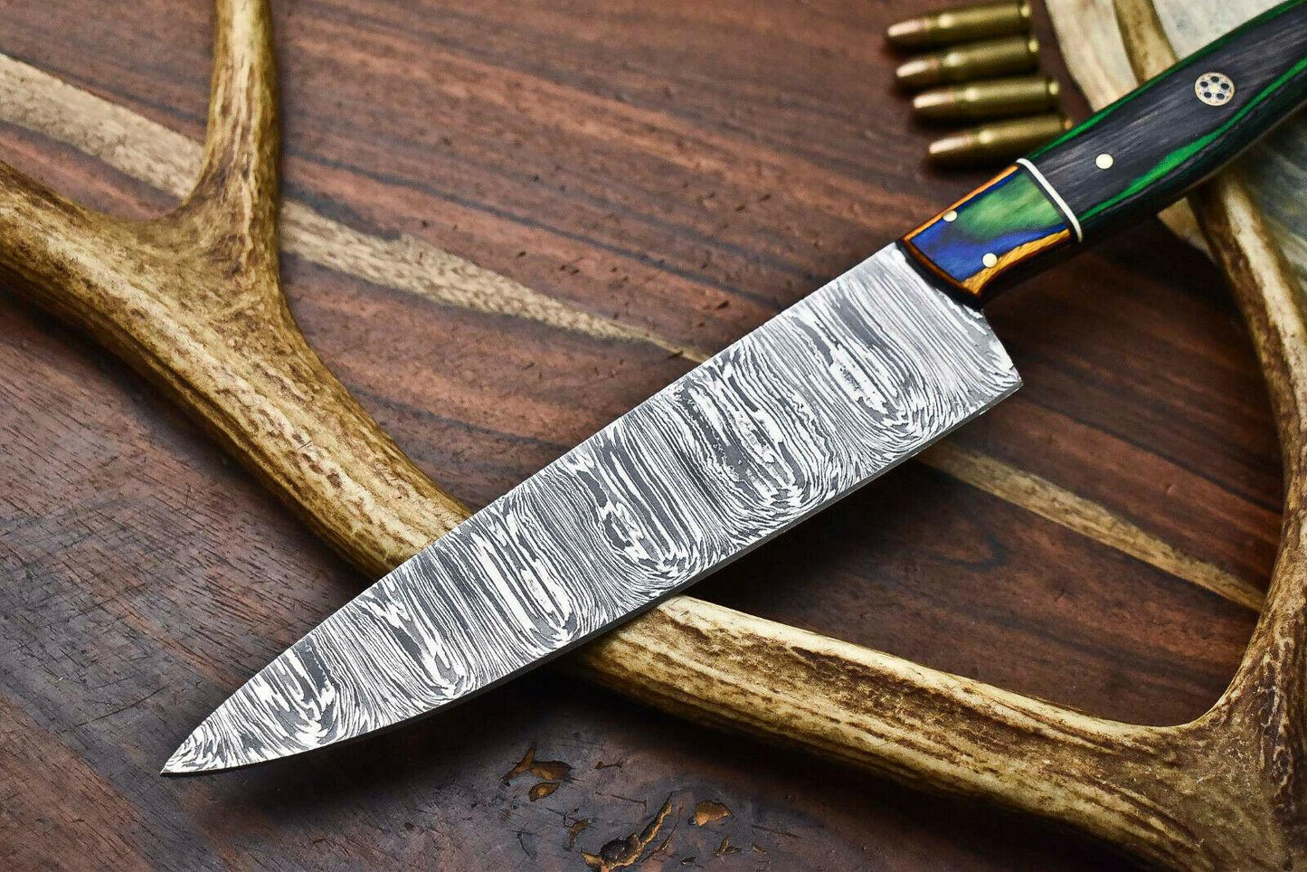 Custom Damascus Steel Chef Knife – Full Tang Kitchen Blade