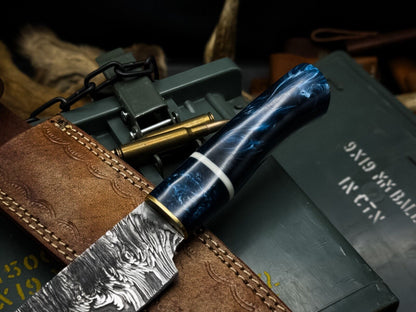 Handmade Damascus Steel Chef Knife, Epoxy Resin Handle