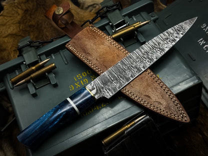 Handmade Damascus Steel Chef Knife, Epoxy Resin Handle