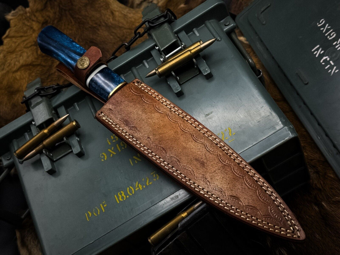 Handmade Damascus Steel Chef Knife, Epoxy Resin Handle