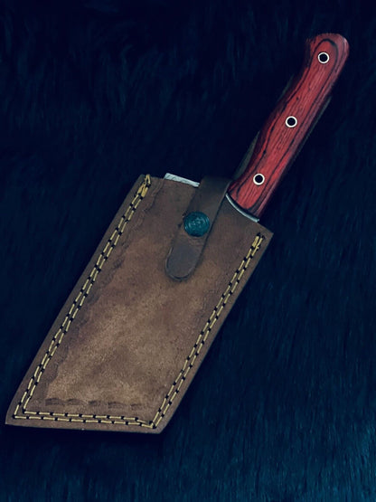 11" Twist Damascus Steel Bowie Knife – Cleaver Style, Camel Bone Handle