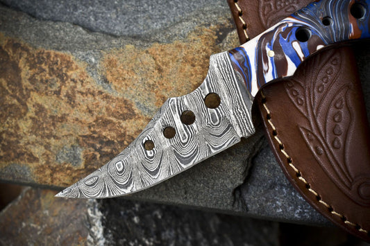 Limited Edition Forged Twist Damascus Skinner Knife Micarta Handle Gift