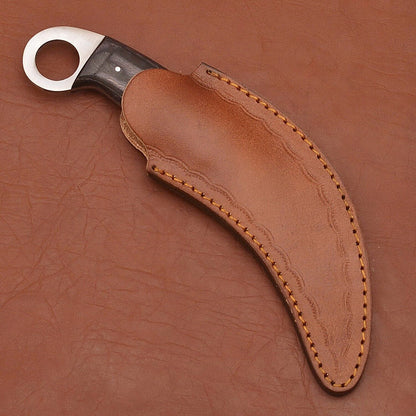 Custom Handmade Damascus Karambit Hunting Knife 9” Damascus Steel Karambit with Wood Handle