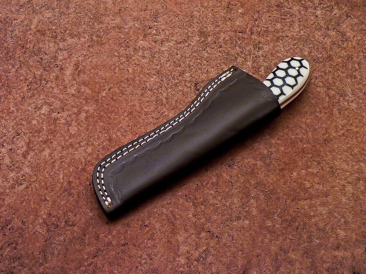 Custom Hand Forged Damascus Steel Bull Cutter Knife 8" Hunting Knife with Leather Sheath