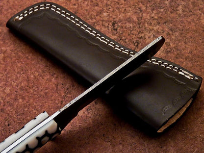 Custom Hand Forged Damascus Steel Bull Cutter Knife 8" Hunting Knife with Leather Sheath