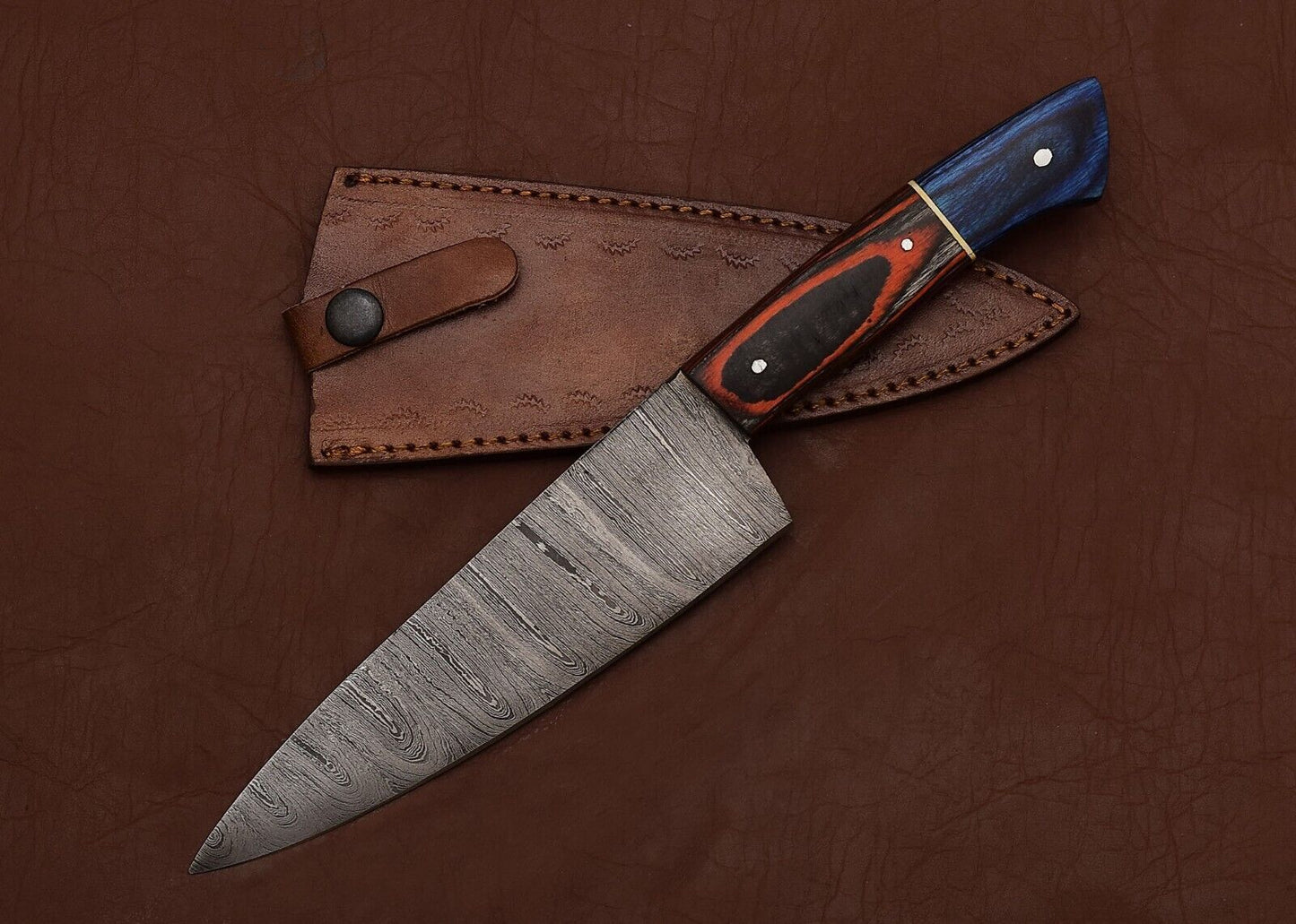 Premium Handmade Damascus Steel Chef Fillet Kitchen Knife with Pakka Wood Handle
