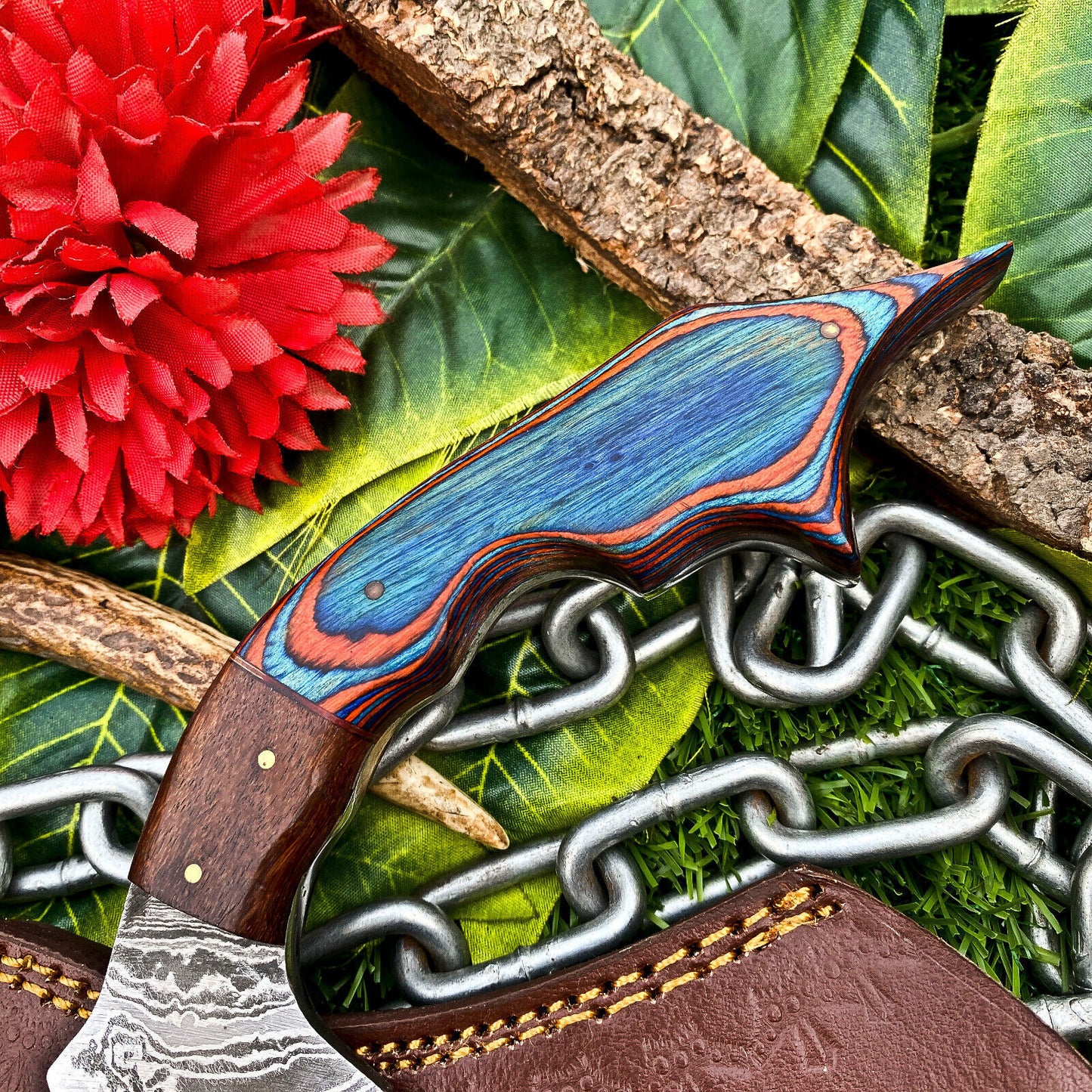 Custom Damascus Karambit Knife 8" Full Tang Karambit Damascus Steel  with wood Handle