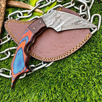 Custom Damascus Karambit Knife 8" Full Tang Karambit Damascus Steel  with wood Handle