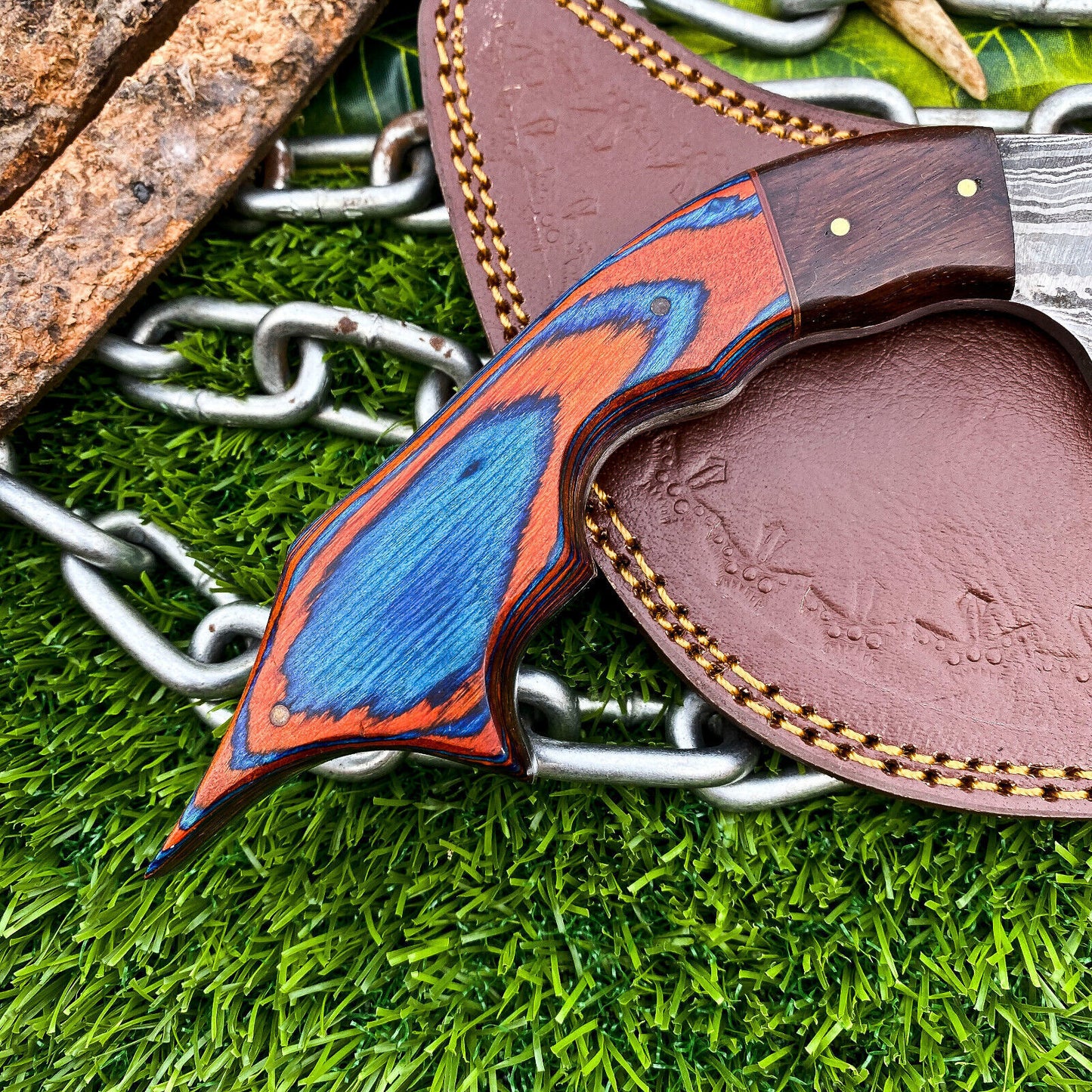 Custom Damascus Karambit Knife 8" Full Tang Karambit Damascus Steel  with wood Handle