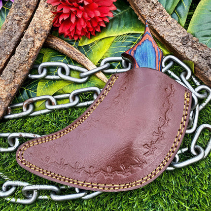 Custom Damascus Karambit Knife 8" Full Tang Karambit Damascus Steel  with wood Handle