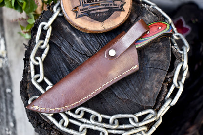 Handmade Twist Damascus Skinner Knife with Bone and Wood Handle Brass Guard