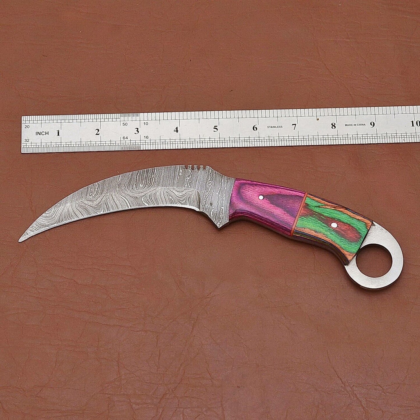 Handmade Damascus Karambit Knives Damascus Steel Karambit with Wood Handle