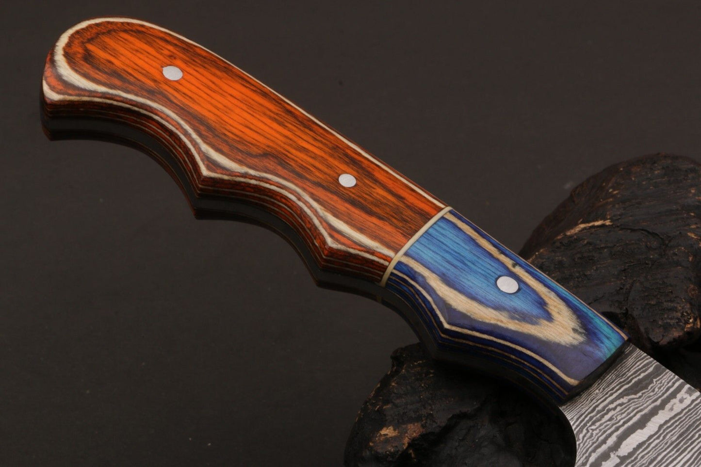 12" Custom Hand Forged Twist Damascus Fillet Knife Damascus Steel Fillet Knife W/Sheath