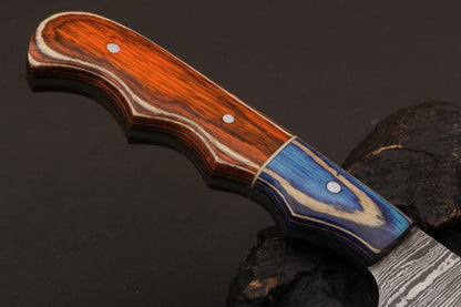 12" Custom Hand Forged Twist Damascus Fillet Knife Damascus Steel Fillet Knife W/Sheath