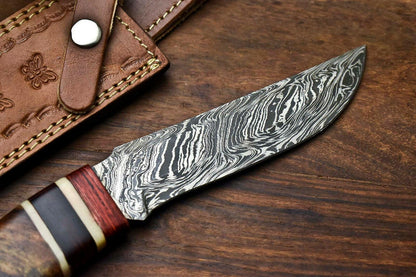 14" Handmade Damascus Steel Bowie Knife – Walnut Wood Handle