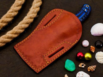 Hand Forged Damascus Steel Bull Cutter Knife 8" Hunting Knife with Wood Handle