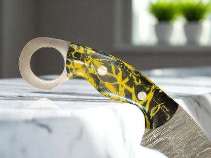 Damascus Karambit Knife 9.5” Handmade Damascus Steel Karambit with Resin Handle
