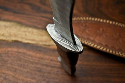 12.5 Inch Handmade Damascus Hunting Bowie Knife with Walnut Wood Handle