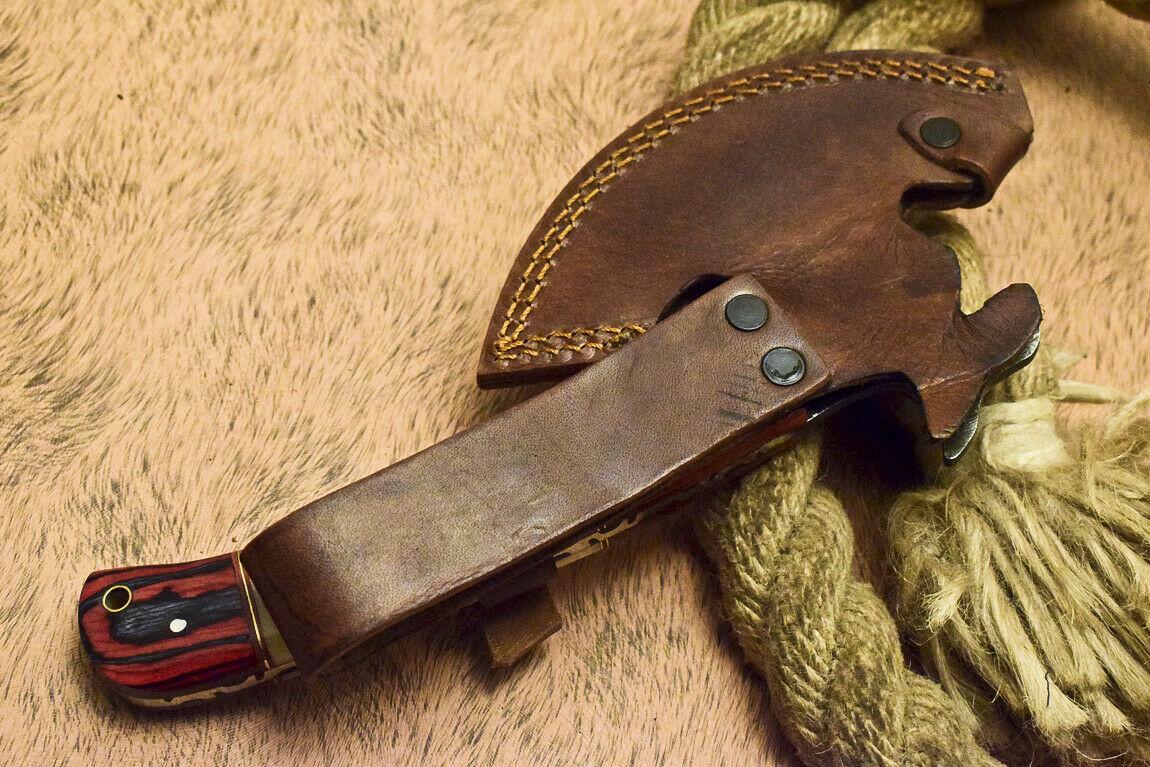 Handmade Damascus Hunting Cleaver Chopper Axe Knife with Camel Bone and Hardwood Handle