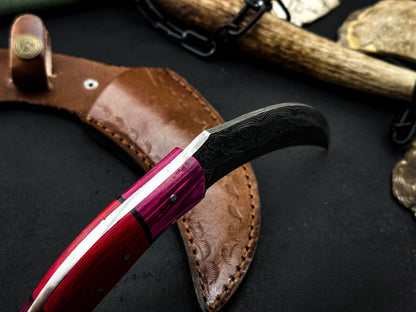 Custom 8” Damascus Karambit Knife Damascus Steel Karambit with Wood Handle