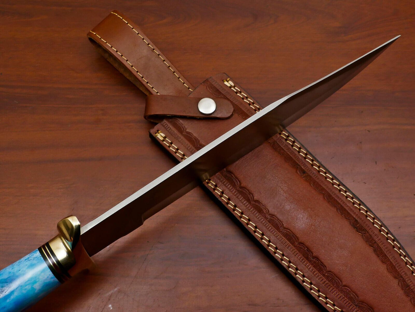 Ranger 13-Inch D2 Steel Fixed Blade Bowie Hunting Knife with Brass Guard