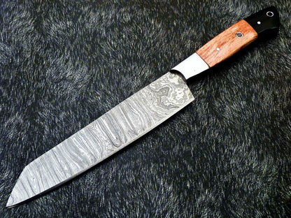 12" Professional Handmade Damascus Steel Chef Knife – Olive Wood & Bull Horn Handle
