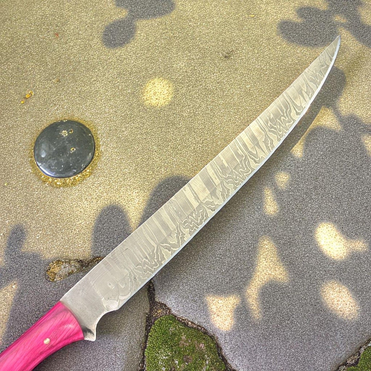 12" Custom Fillet Knife Handmade Damascus Fillet Knife With Sheath