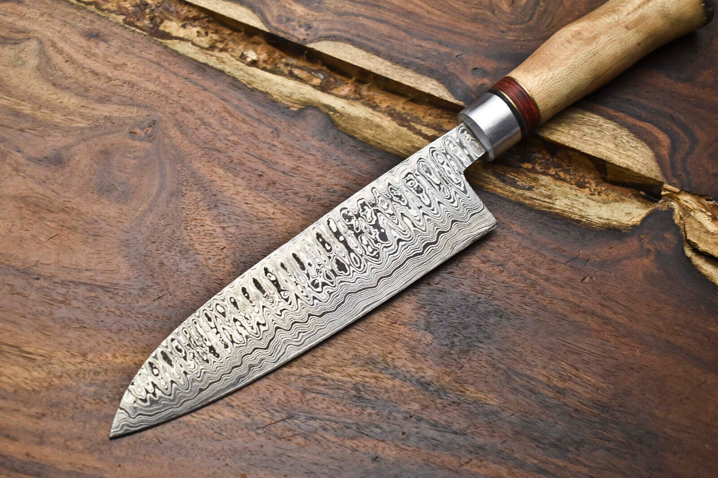 12.0" Handmade Damascus Steel Kitchen Chef Knife – Full Tang Custom Blade