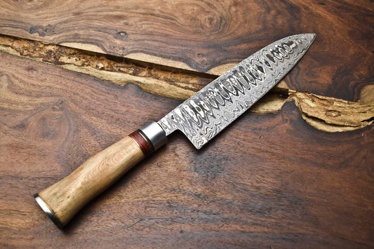 12.0" Handmade Damascus Steel Kitchen Chef Knife – Full Tang Custom Blade